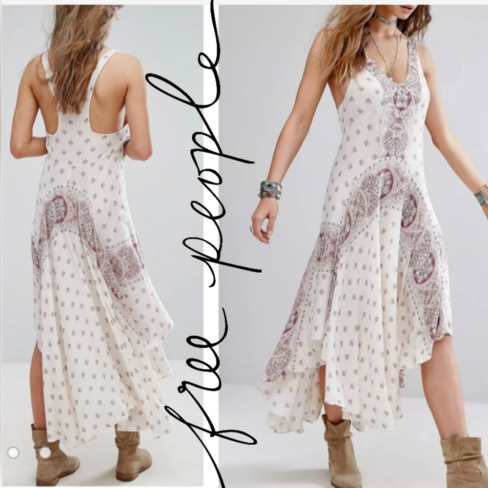 Free People, Faithfully Yours Printed Slip Flowy Maxi Dress Size XS